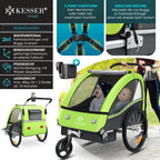 KESSER® Przyczepka rowerowa dla dzieci Sport-RX 2w1 z funkcją jazdy Przyczepka rowerowa dla dzieci + 5-punktowy pas bezpieczeństwa 360°