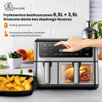 Frytkownica beztłuszczowa z okienkiem Extralink Dual Basket, 2 komory, 2500 W, 6,5 l i 3,5 l, srebrna