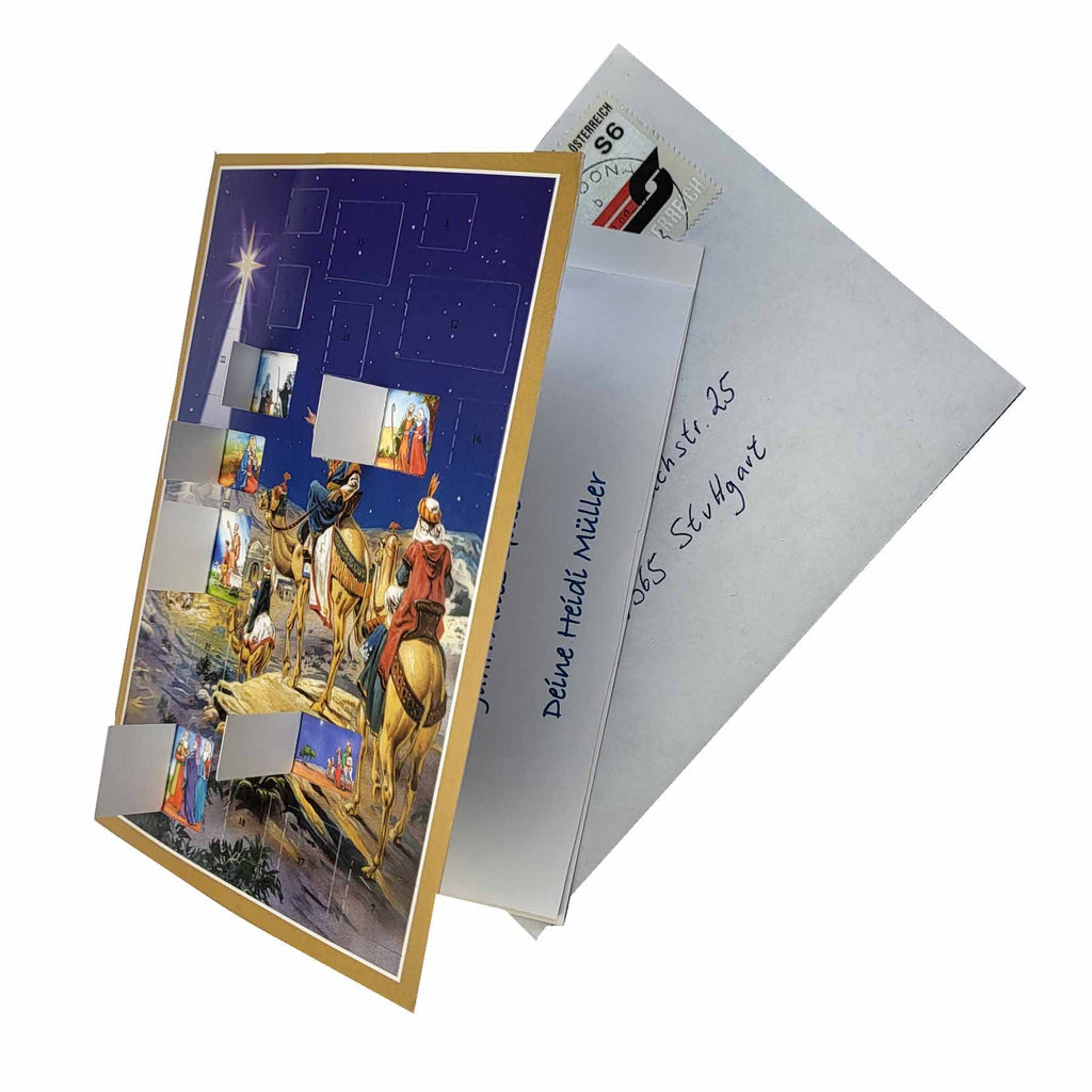 Calendario de Adviento de postales "Los tres Reyes Magos siguen la estrella"