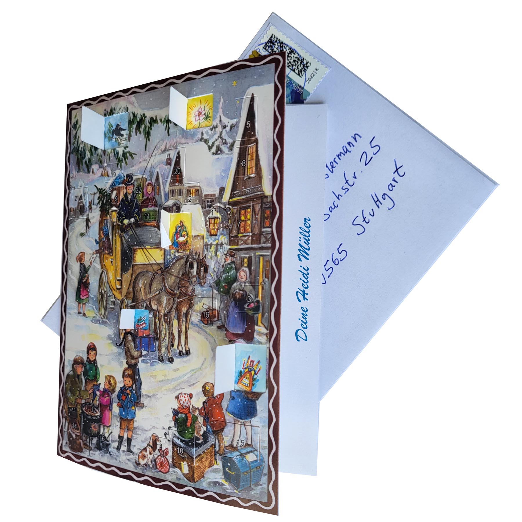 Calendario de Adviento de postales "Hurra, llega el carruaje"