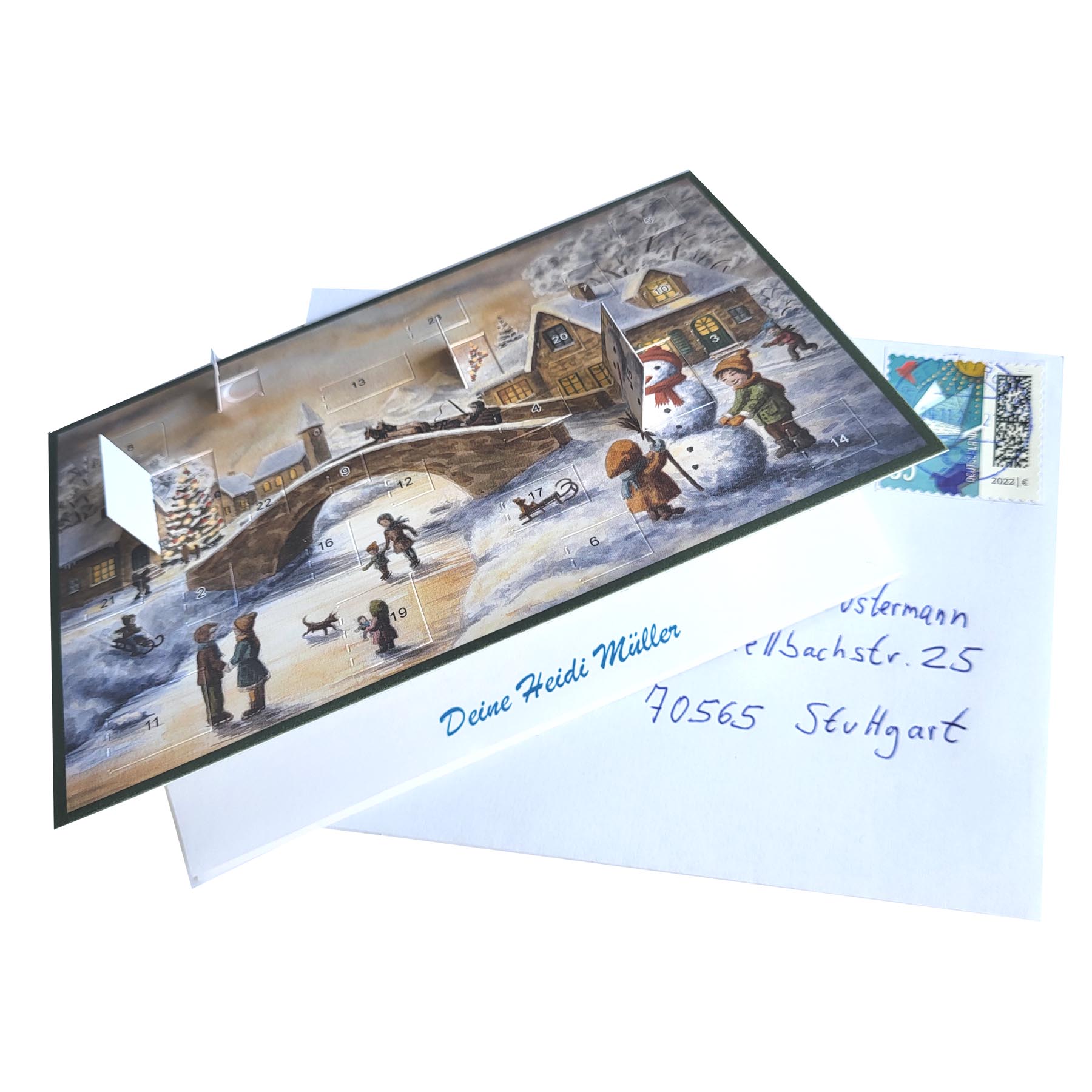 Calendario de Adviento de postales "An der Brücke"