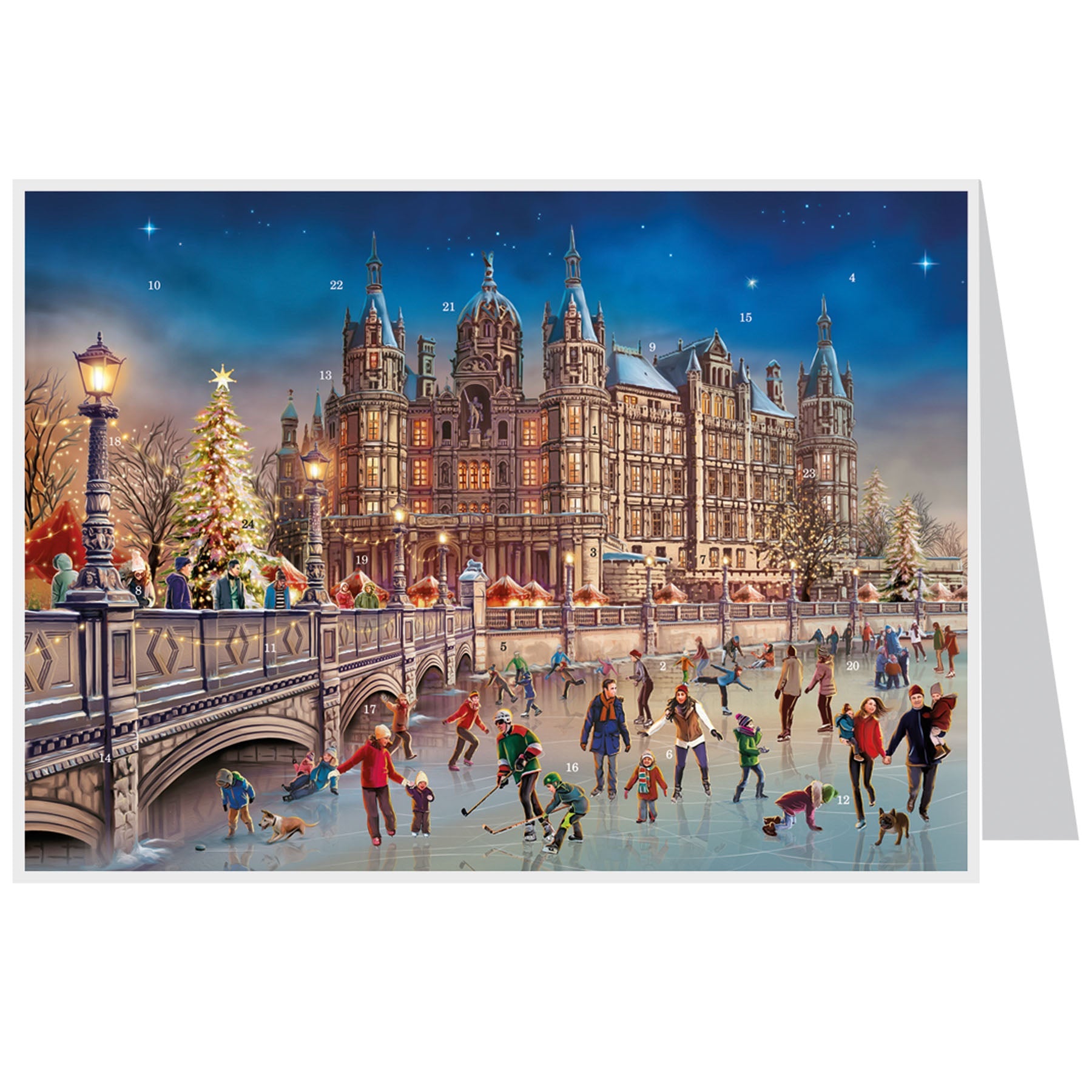 Calendario de Adviento de postales "Schweriner Schloß"