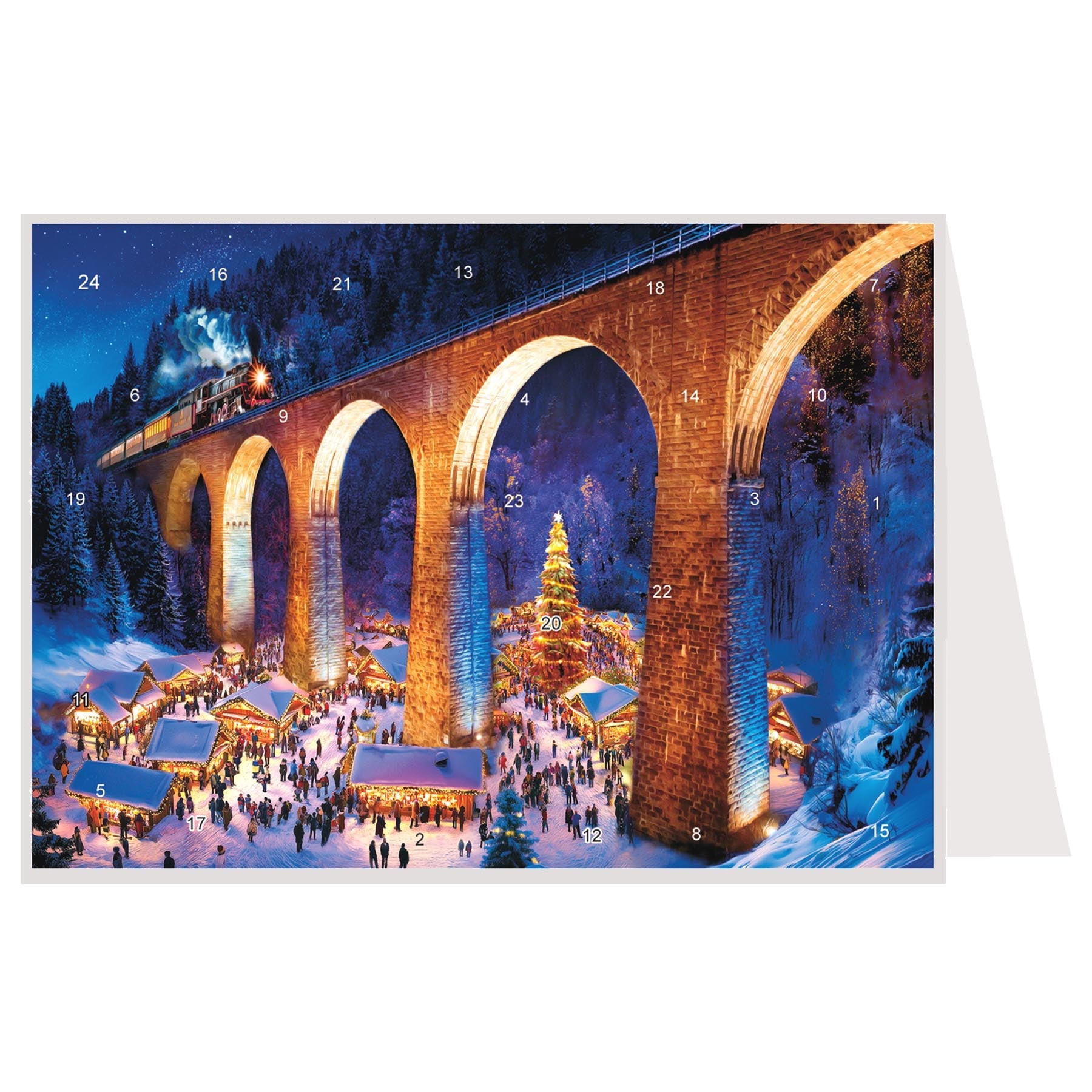 Mini calendario de Adviento "Encanto de puestos bajo el viaducto del tren"