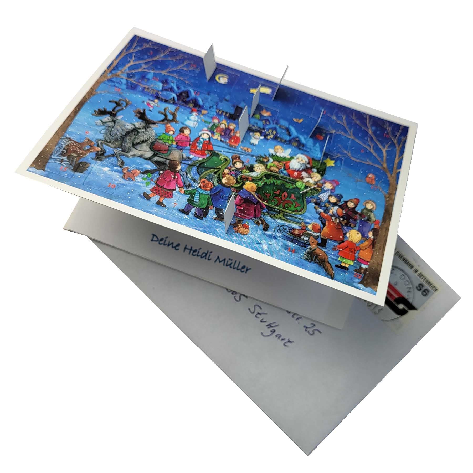 Calendario de Adviento de postales "Paseo en trineo con Papá Noel"