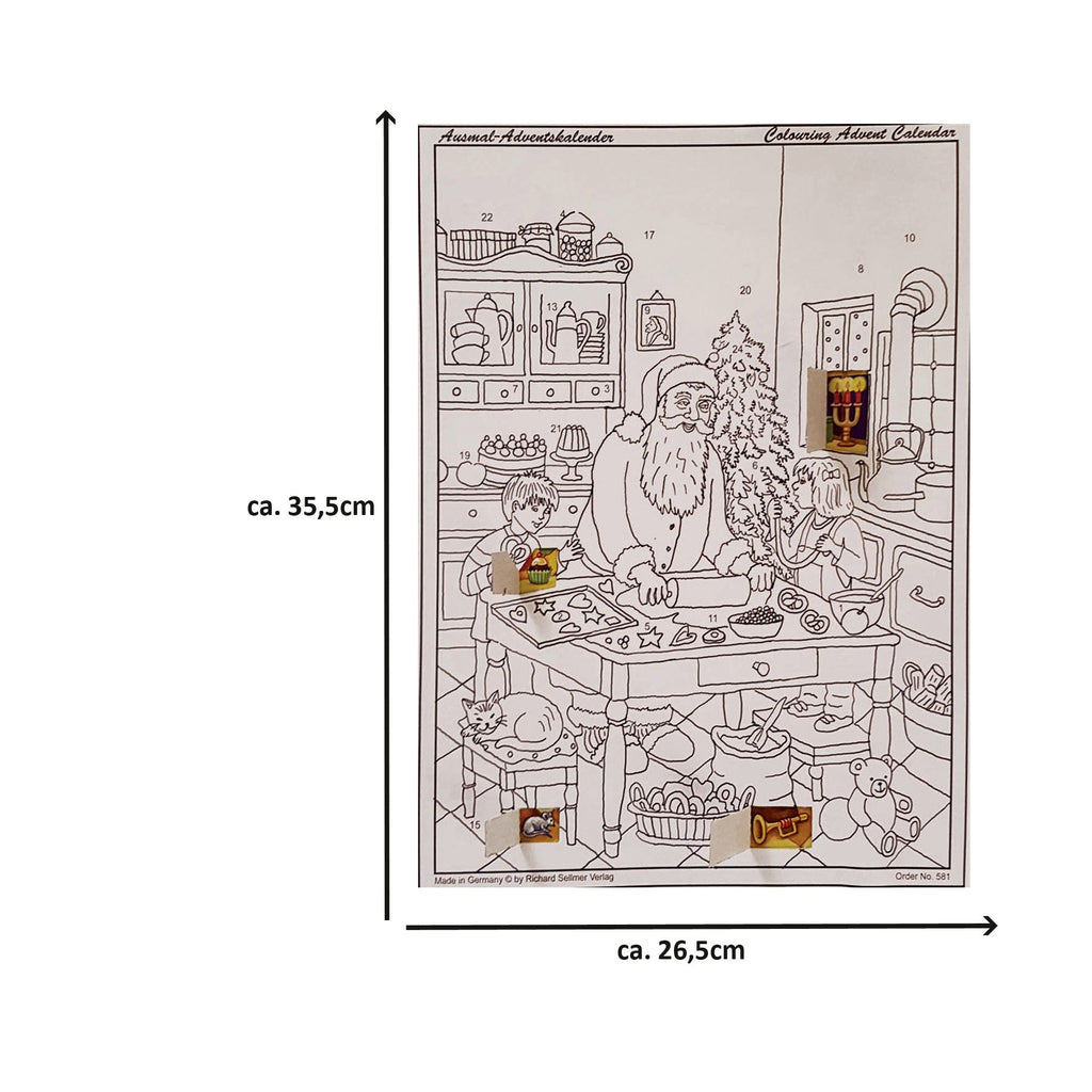 Calendario de Adviento para colorear "Hornear con Papá Noel"