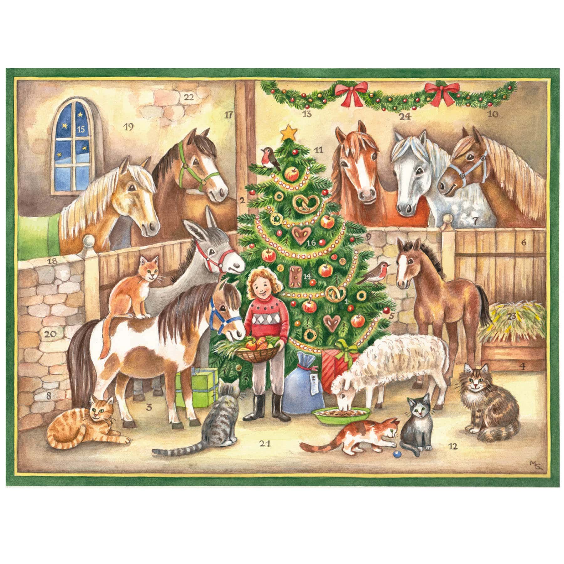 Calendario de Adviento de caballos "En el establo"