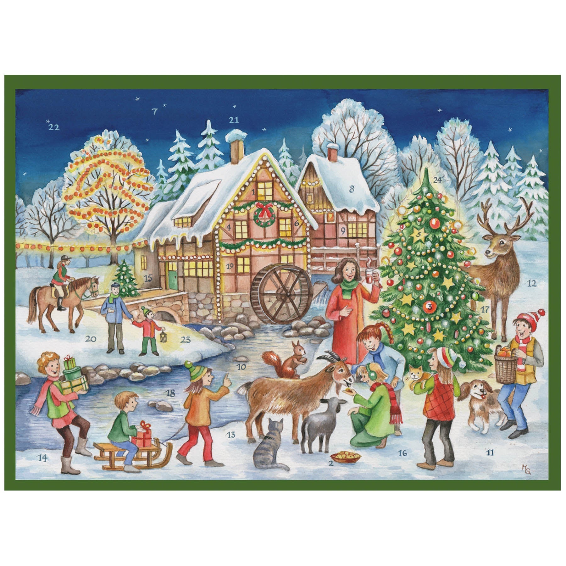 Calendario de Adviento "Weihnachtliches Mühlhaus"