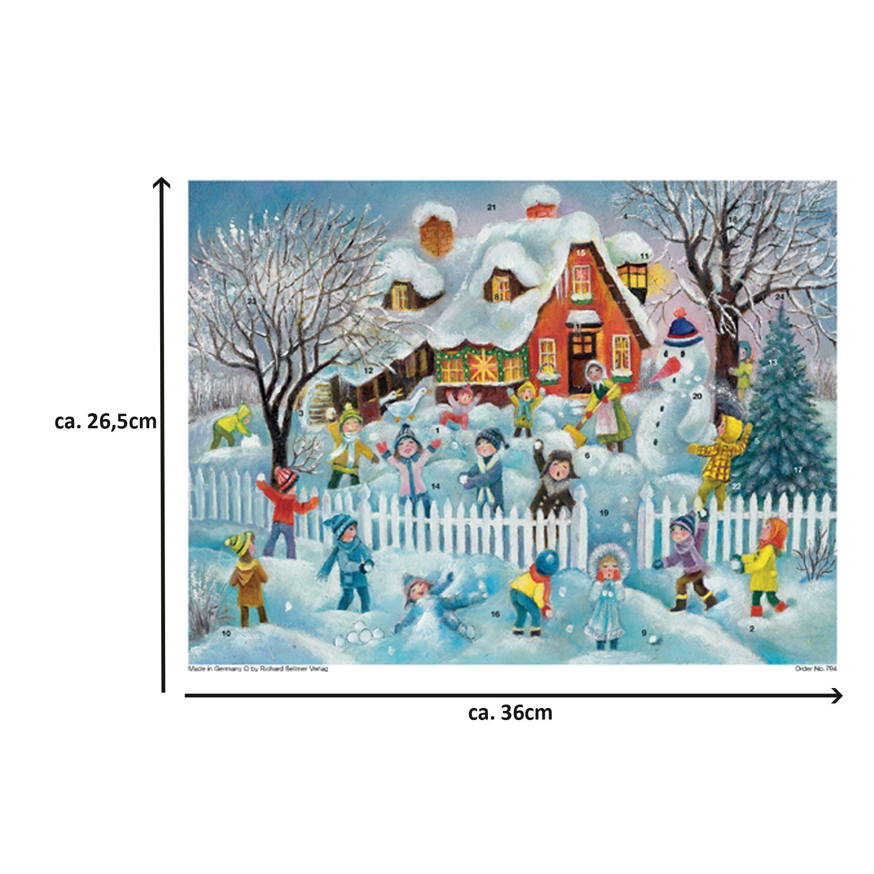 Calendario de Adviento "Batalla de bolas de nieve frente a la casa"