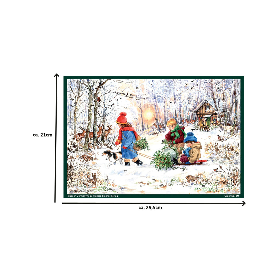 Calendario de Adviento A4 "Alegrías de la nieve en el bosque"