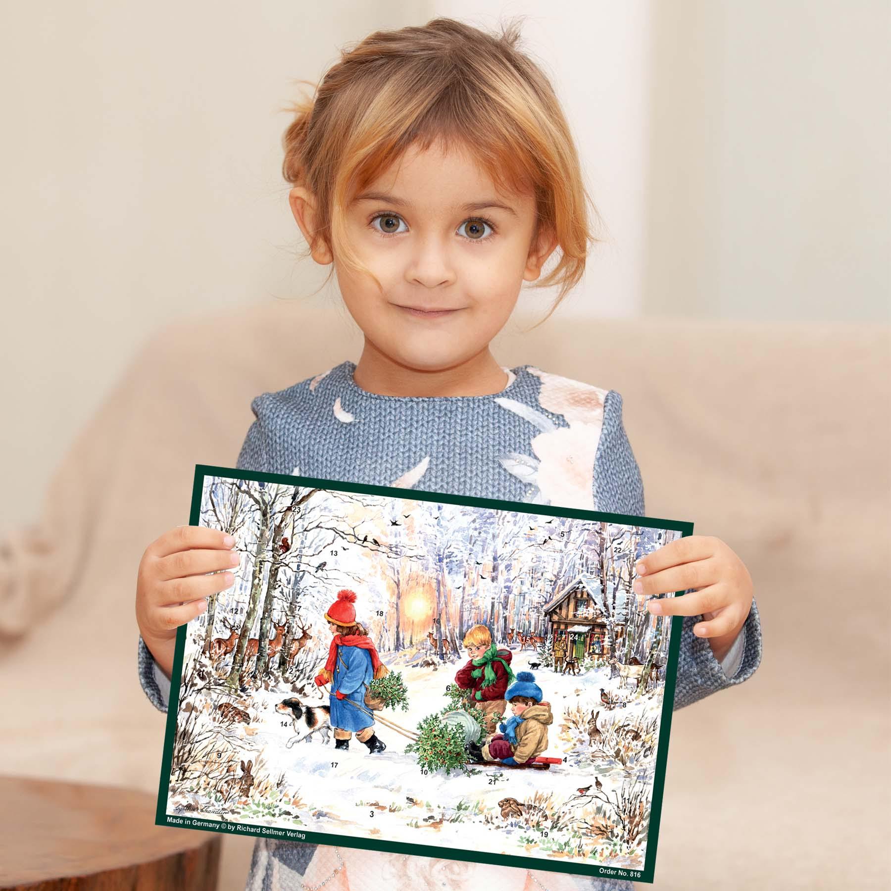 Calendario de Adviento A4 "Alegrías de la nieve en el bosque"
