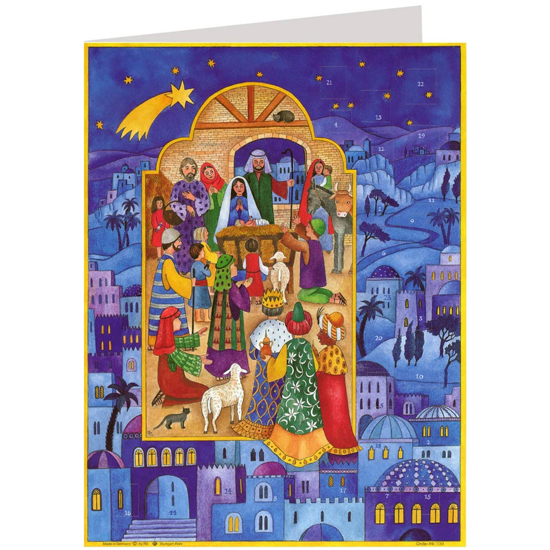 Tarjeta postal calendario de adviento A5 "Navidad en Belén"