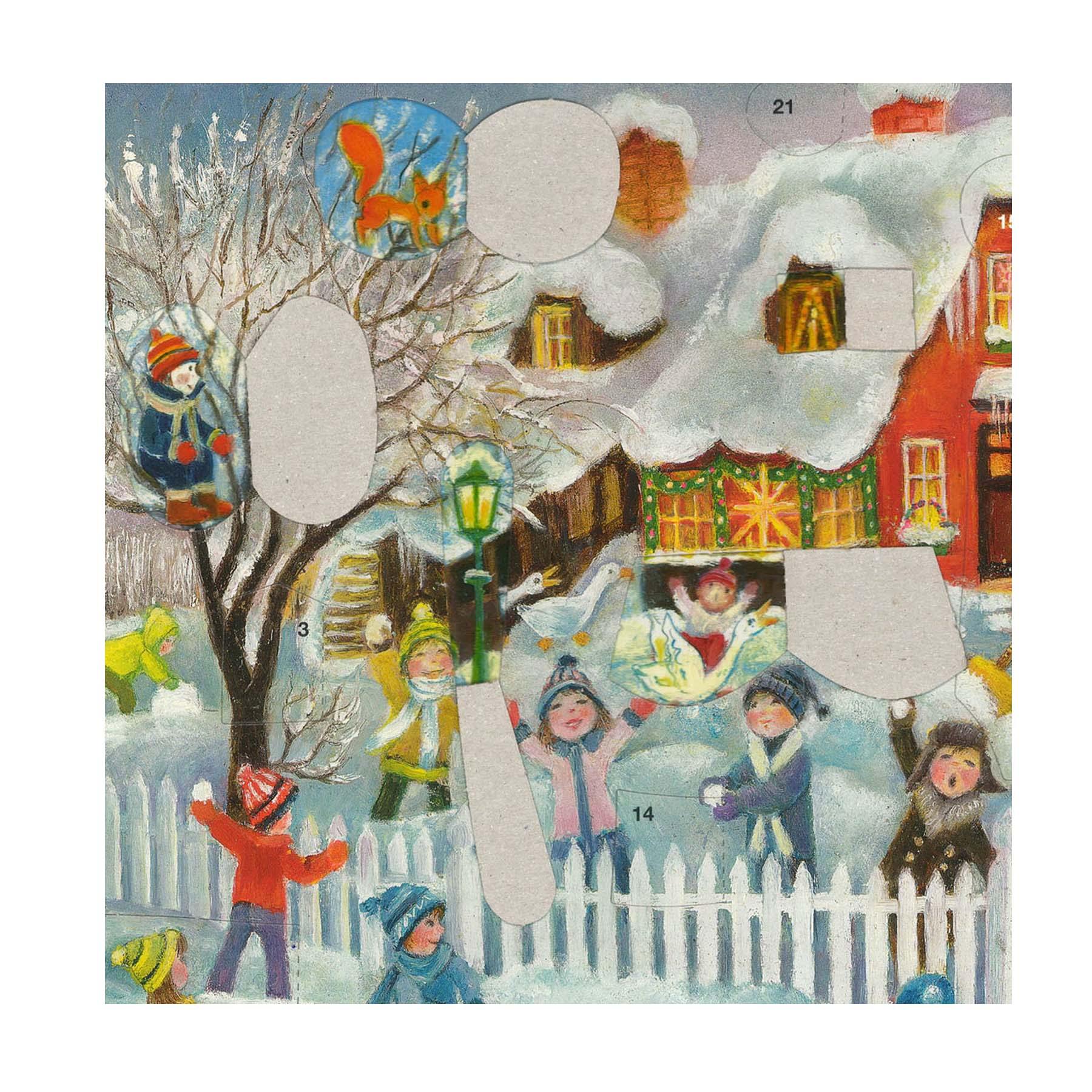 Calendario de Adviento "Batalla de bolas de nieve frente a la casa"