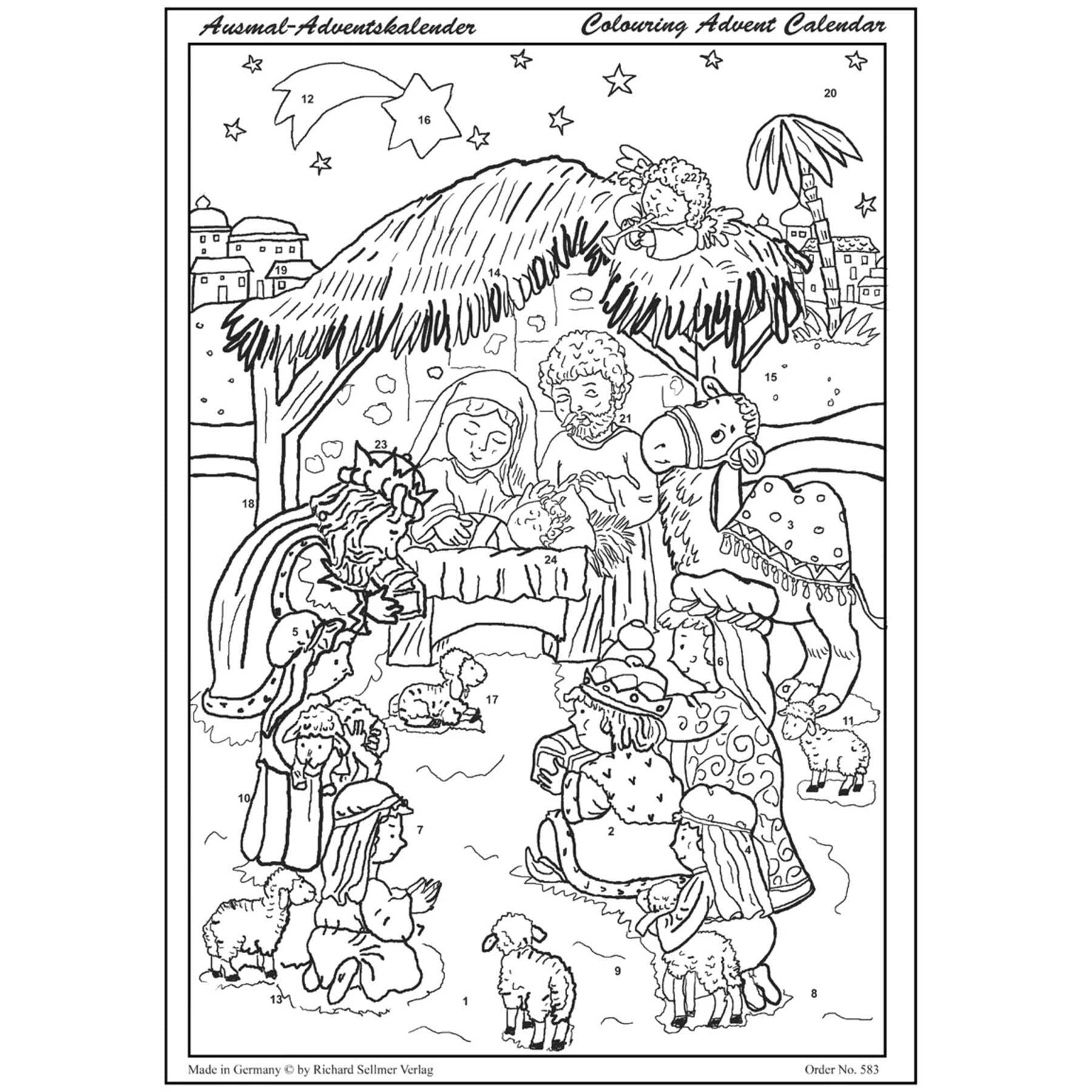 Calendario de Adviento para colorear "El Pesebre de Belén"