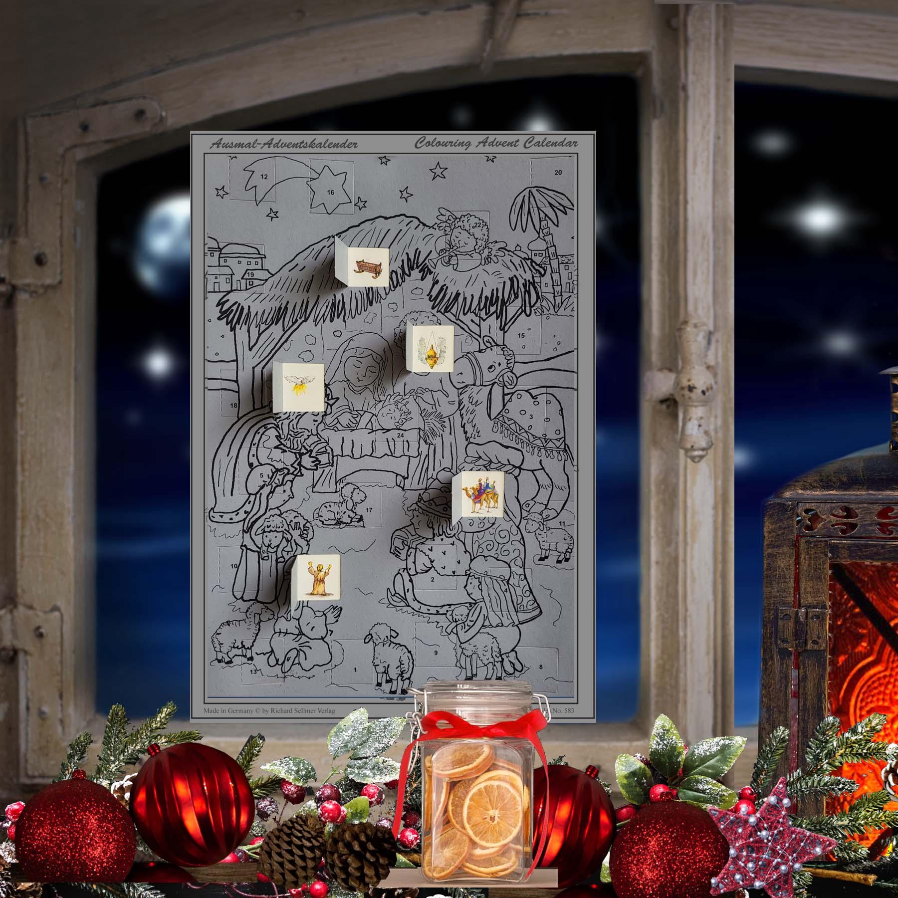 Calendario de Adviento para colorear "El Pesebre de Belén"