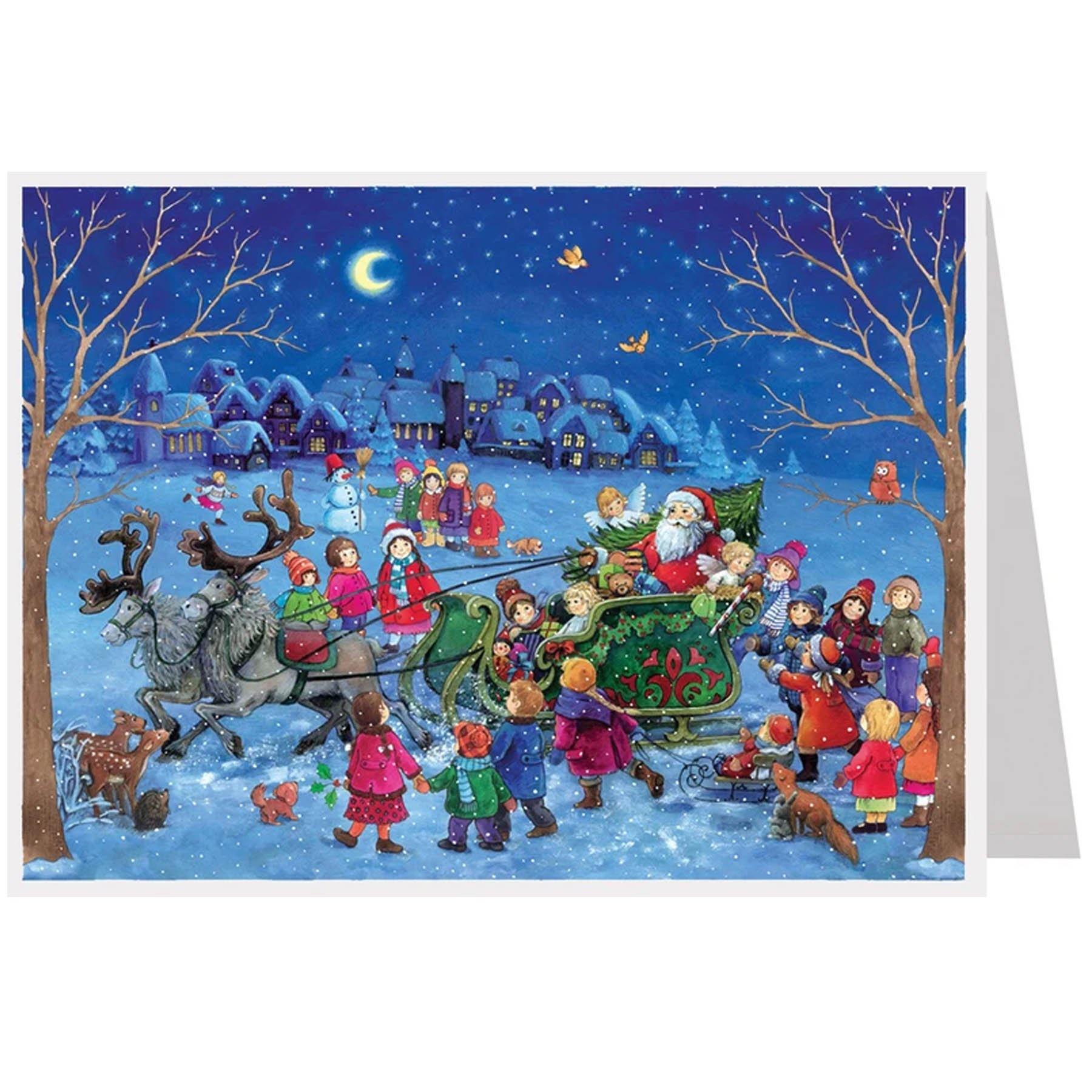 Calendario de Adviento de postales "Paseo en trineo con Papá Noel"
