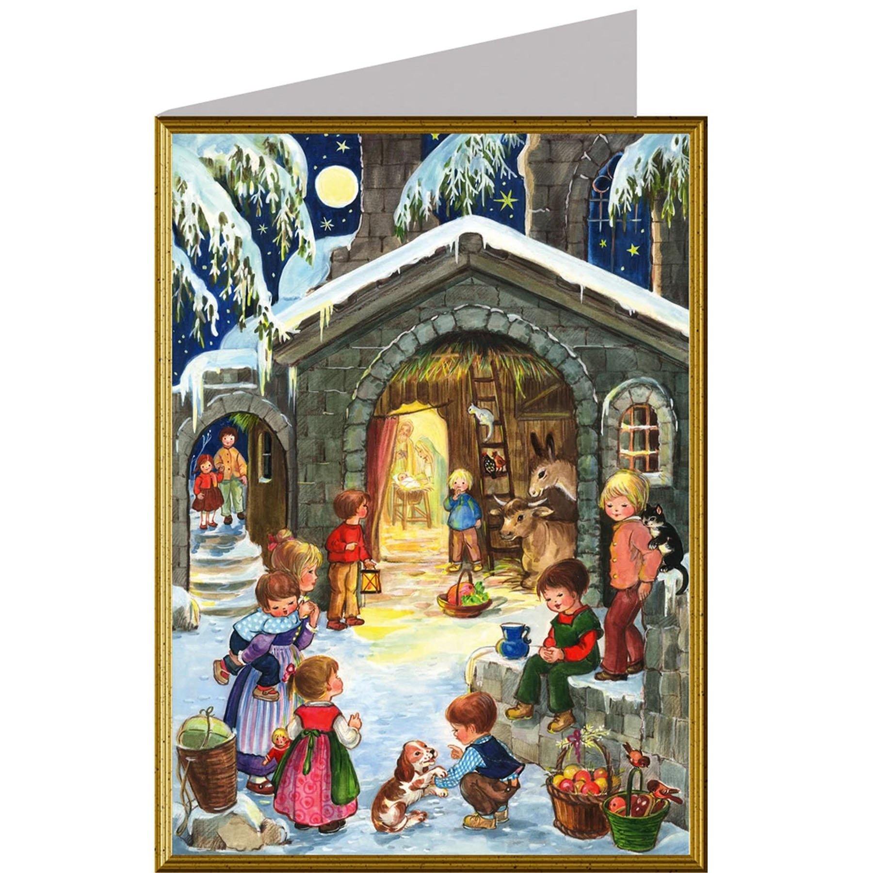 Tarjeta de Navidad "En el establo"