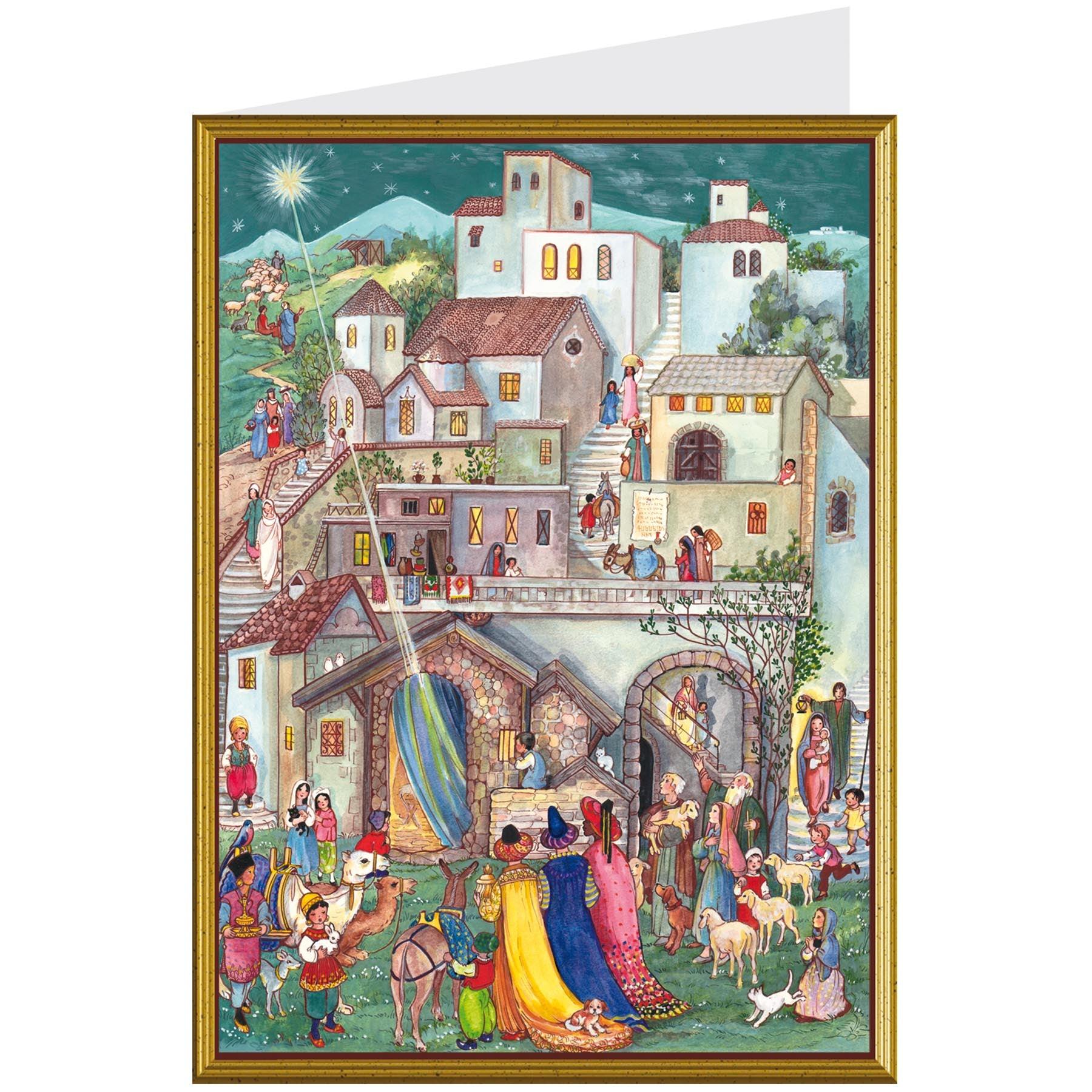 Tarjeta de Navidad "Los Reyes Magos en Belén"
