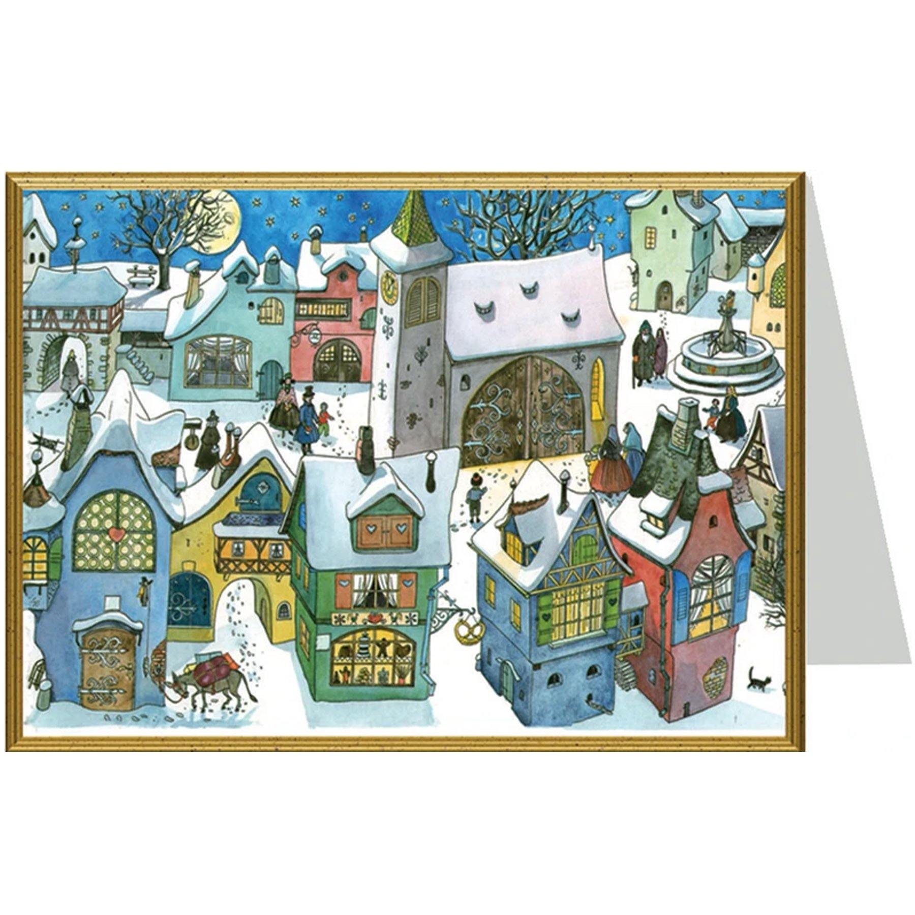 Tarjeta de Navidad "En el pueblo colorido"