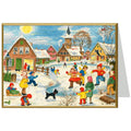 Tarjeta de Navidad "Niños jugando en invierno"