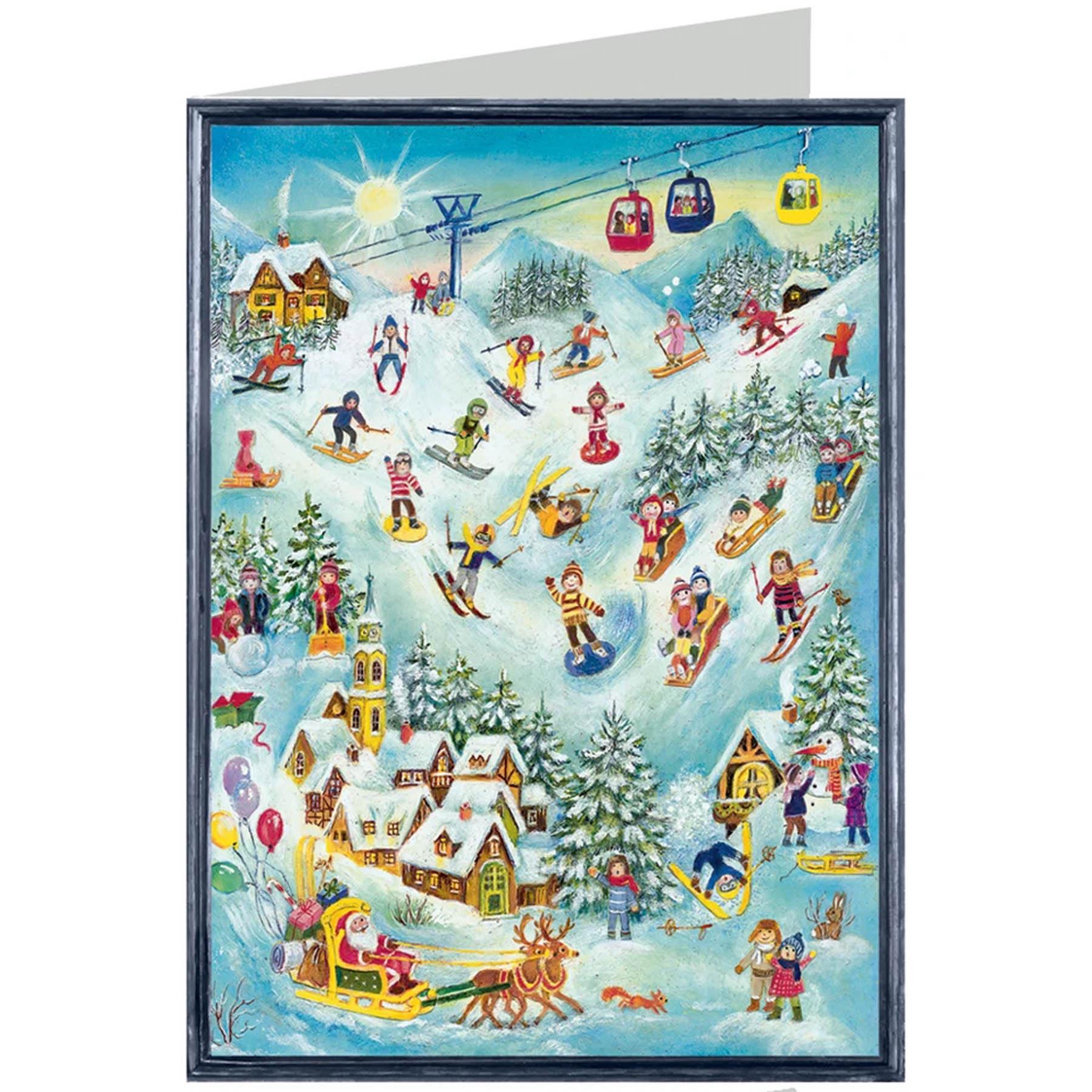 Tarjeta de Navidad "Diversión en Esquí"