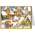 Tarjeta de Navidad "Mercado navideño en el pueblo"