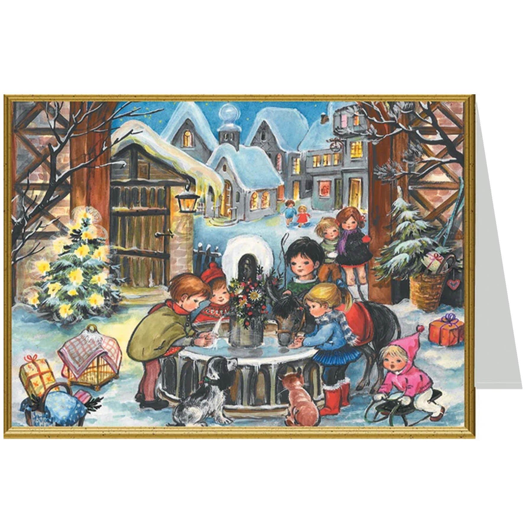 Tarjeta de Navidad "Invierno en la fuente"