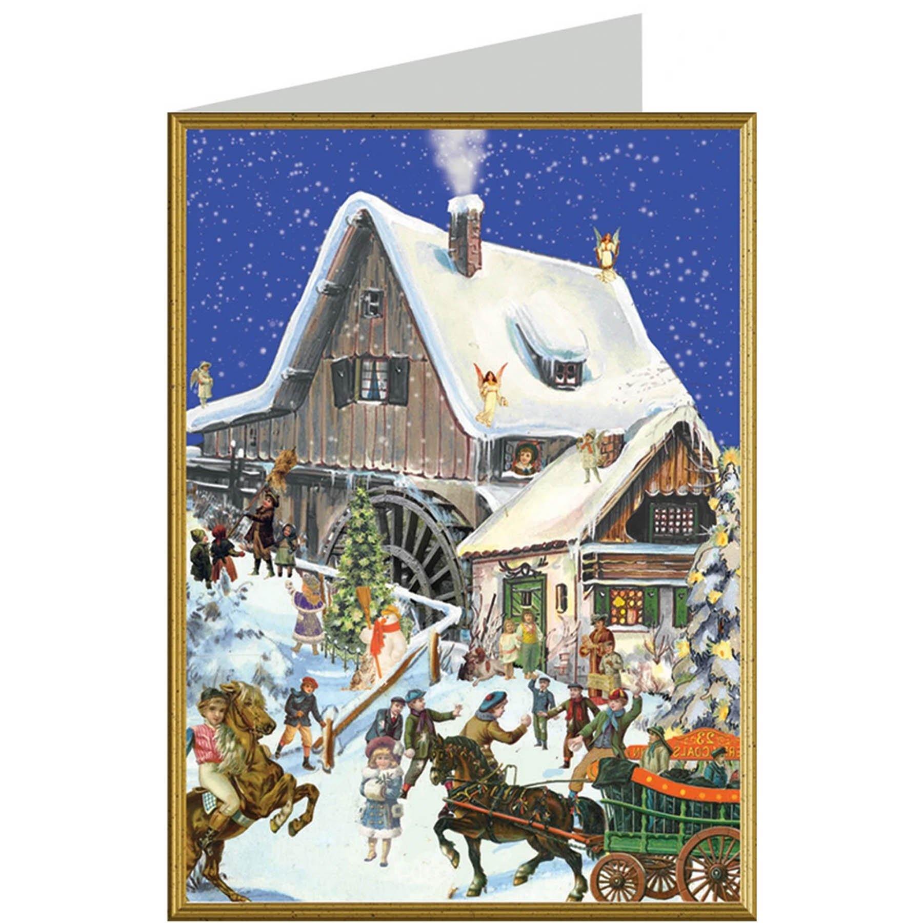 Tarjeta de Navidad "Invierno en el molino"