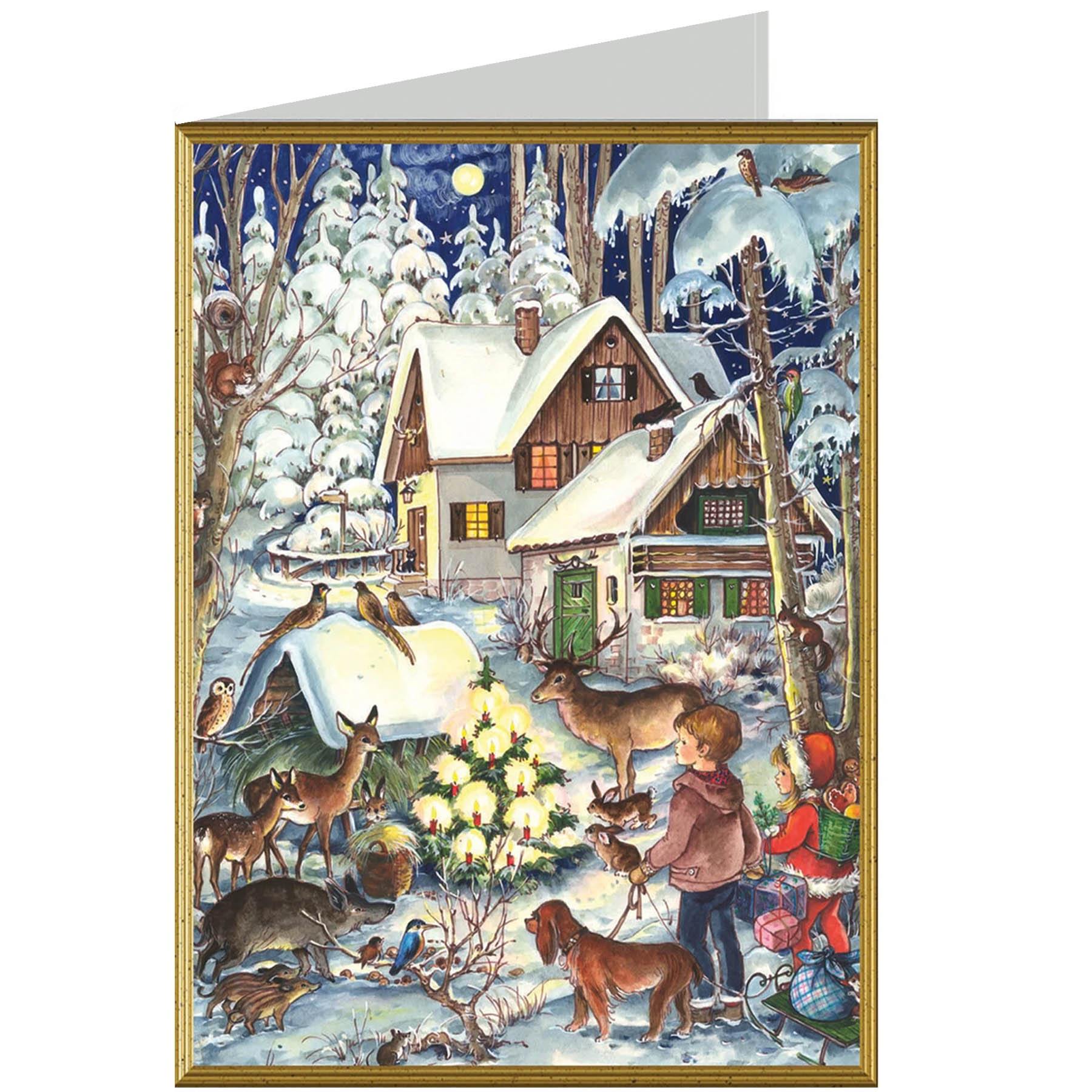 Tarjeta de Navidad "Invierno con los animales"