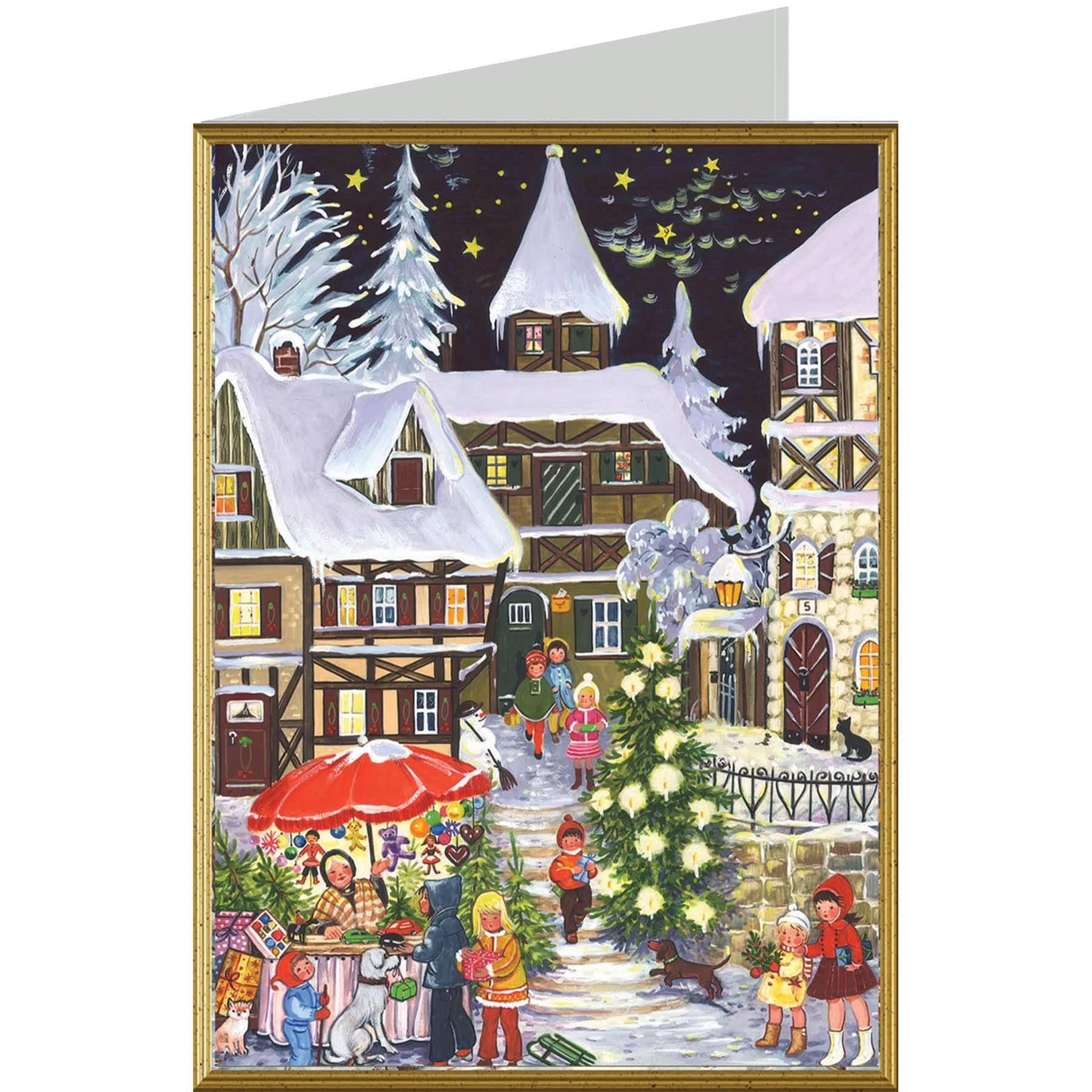 Tarjeta de Navidad "Invierno en el pueblo"
