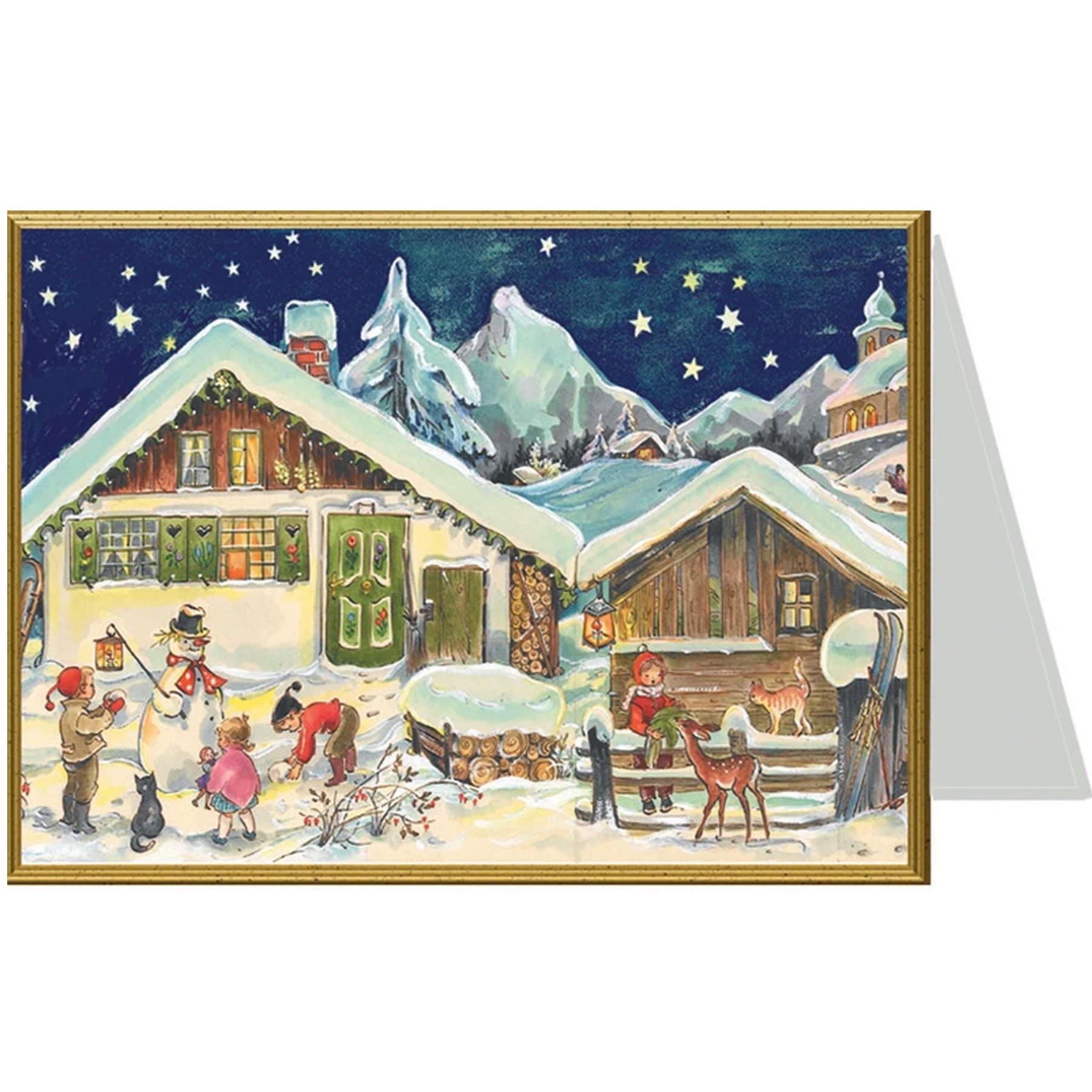 Tarjeta de Navidad "Estamos construyendo un muñeco de nieve"