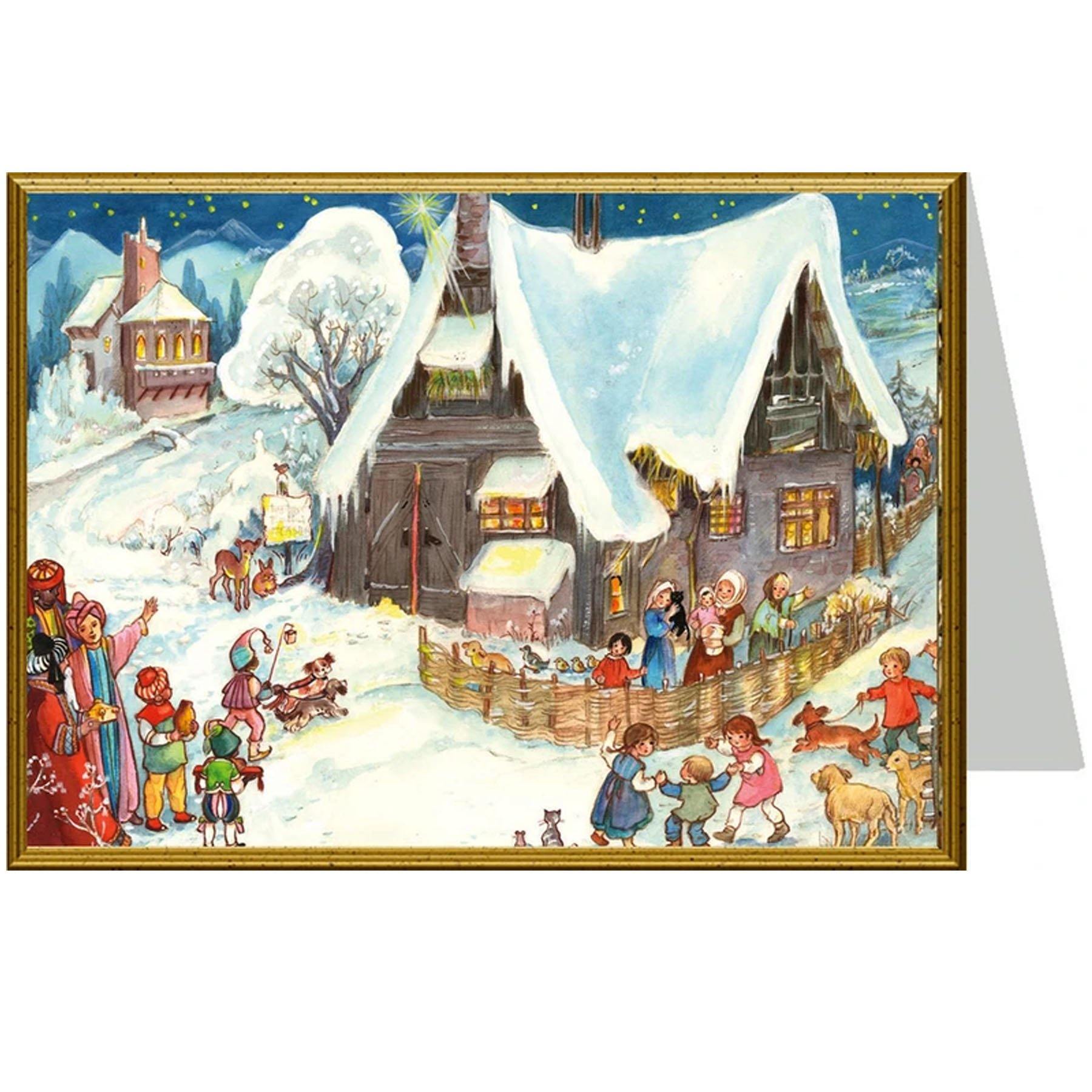 Tarjeta de Navidad "Vamos al pesebre"